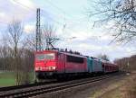 155 087-0 schleppt ein Autozug sammt Cobra  bei (Rimburg) bach-Palenberg am 17.2.2014 Richtung Aachen