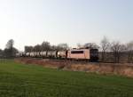 155 219 ist am 14.03.14 mit einem Frankenwaldumleiter an der Schöpsdrehe bei Plauen/V.