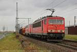 DB 155 039-1 und 225 117 Railion mit G�terzug in K�ln Porz Wahn, M�rz 2014.