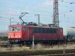 155 248 zieht am 26.03.2014 einen Kesselzug aus dem Bhf Großkorbetha in südliche Richtung.