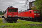 155 148-0 und 185 165-8 stehen am 13.06.14 auch in der Einsatzstelle von Engelsdorf/S.