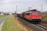 155 108-4 DB Schenker bei Staffelstein am 09.01.2015.