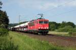 Am 4.6.2015 war 155148 mit einer Ladung neuer Audi auf der Rollbahn in Lengerich - Schollbruch in Richtung Osnabrück unterwegs.