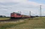 155 055-7 DB mit einem kurzen Mischer bei Sierße am 01.07.2016 westwärts