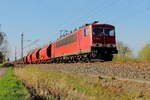 Die 155 269-4 mit einem Tanoos-Ganzzug am 17.04.2018 in Nassenheide.