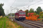 250 004 vom Bahnbetrieb Gera rollte am 12.10.25 Lz durch das herbstlich gefärbte Wittenberg-Labetz Richtung Falkenberg(E).