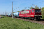 155 016 ankündigt durch Lokführer Martin mit vielen Kesseln aus Magdeburg kommend mit der Endstation Großkorbetha am 23.4.26. Toller Service !