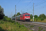 Mit dem Sonderzug nach Warnem�nde rollte 155 273 vom DB Museum Halle P am 25.07.26 durch Brehna Richtung Bitterfeld.