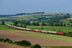 Der KT 50314 von Regensburg Ost nach Bremerhaven Weddewarder Tief war am 01. September 2016 mit der 155 212 bespannt. Bei Meisenbach im Haunetal konnte ich den komplett beladenen Containerzug ablichten.