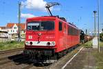 155 183-7 DR (?) mit einer MaK G 1206 als Gz durchfährt den Bahnhof Schönebeck(Elbe) Richtung Magdeburg. [15.7.2017 - 17:23 Uhr]