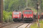 Am 23.06.2015 leisteten 189 006 und 155 096 ein Wettrennen in Eichenberg.