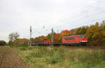 DB Cargo 155 257 mit einer Übergabe von Düsseldorf-Reisholz nach Gremberg. // Langenfeld (Rheinland) // 29. Oktober 2010