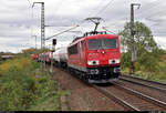 Gemischter Gz mit der mittlerweile in Leipzig-Engelsdorf abgestellten 155 151-4 (DB Stillstandsmanagement) durchfährt den Hp Magdeburg Herrenkrug auf der Bahnstrecke Berlin–Magdeburg (KBS