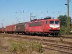 155 171 mit einem gemischtewn Gterzug bei Coswig(Dresden), (26.09.2003)  