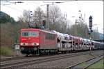 Auf dem Weg nach Emden  ist die 155 218 mit dem CSQ 60062  AUDI-EXPRESS . Aufgenommen bei Plettenberg. (15.04.2008)
