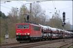 Einen Tag spter wird die Seddiner 155 110 mit dem CSQ 60062  AUDI-EXPRESS  bei Plettenberg abgelichtet. (22.04.2008)
