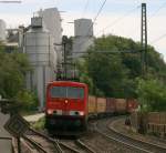 155 241-3 mit einem KLV bei der Durchfahrt Istein 14.8.08