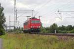 155 260 am 28.08.2007 auf einer Leerfahrt von Maschen Richtung Seelze am Sortplatz in Dedesen/Gmmer