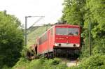 155 004-5 ist am 03.06.2008 mit 62916 (Bebra - Kornwestheim) bei Besigheim unterwegs.