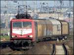 155 093-8 mit dem 45504 von Rostock-Seehafen nach Malm Central durchfhrt am Morgen des 24.04.2007 den Hbf Stralsund.