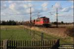 Am Nachmittag des 17.03.09 macht sich 155 266 mit einem Leerzug aus Falkenberg/Elster auf in Richtung Mhlberg/Elbe und dem dortigen Kieswerk.