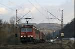 155 055 fhrt logolos durch die Lande und bringt am Abend des 19.03.2009 den 54436(?) von Hohenlimburg nach Hagen-Vorhalle.
