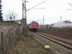 155 216-5  mit einem Gterzug in Werder/Havel am 17.3.05