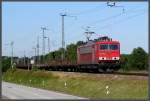 155 206-6 mit -45503- aus Mukran, kurz hinter dem Bhf Altefhr(kurz vor Stralsund).   am 24.06.09 