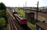 155 101 zieht am 15.08.09 einen Gterzug aus dem Rbf Leipzig-Engelsdorf Richtung Dresden.