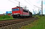 155 238 von der Insel Rgen kommend auf dem Weg nach Rostock kurz vorm Hbf Stralsund am 19.06.09