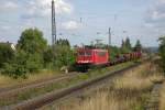 155 221-5 am 23.07.2008 im Bahnhof Eggolsheim.