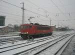 Hier 155 177-4, bei der Durchfahrt am 7.1.2010 durch Angermnde.