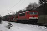 155 262 fuhr am 18.02.2010 mit einem leeren Autozug auf dem Weg von Seelze nach Fallersleben unterwegs.