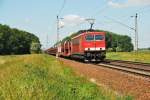 Br 155 004-5 mit ein Toyota Autozug durch Ahrensdorf(BAR) 24/06/2010.