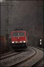 155 107 (9180 6155 107-6 D-DB) hat in Vorhalle die Reise begonnen und ist bei Wengern in Richtung Bochum unterwegs. (22.01.2011)