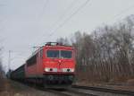 155 199-3 am 4.2.11 bei bach - Palenberg mit offene Gterwagen  der SNCB