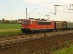 Baureihe DB 155 037-5 durchfhrt BS-Timmerlah mit einem gemischten Gterzug.