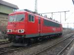 155-266 mit dem neuen Railion DB Logistics Logo am 20.1.2006 in Worms Hbf.