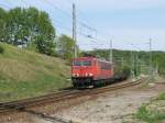 155 085 am 11.Mai 2011 bei der Einfahrt in Lietzow.Rechts die Strecke nach Binz die sogar schneller befahren wird als die linke Strecke nach Mukran/Sassnitz.
