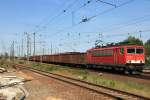 155 060-7  am 02. Juni 2011 mit einem Gterzug bei der Ausfahrt aus den Bahnhof Berlin Schnefeld Flughafen Richtung Genshagener Heide