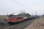 155 097 mit Kesselwagen am 27.02.2011 bei Herzsprung