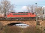 155 255 auf der Hochheimer Rheinbrcke am 06.04.06, 16:13 h Fahrtrichtung Sden