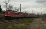 155 244-7 zieht den Opelzug am 24.01.2012 durch Kennelgarten