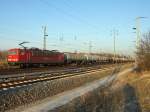 155 210-8 hat am 30. Januar 2012 mit einem Gterzug Kesselwagen  gerade den Bahnhof Berlin Schnefeld Flughafen in Richtung Genshagener Heide  passiert.