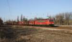 6.3.2012 Bernau bei Berlin. 155 264-5 mit einem Gterzug gen Norden. Am linken Bildrand Stw Bwt.