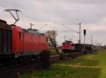 Crossing Rail;-) , die 185 360-5 und die 155 146-4 begegnen sich am 30.3.2012 bei Allerheiligen mit ihren Gterzgen.