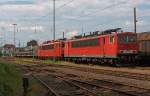 155 221-5 der DB abgestellt am 04.06.2011 abgestellt in Kreuztal. Dahinter steht die 155 219-9 .