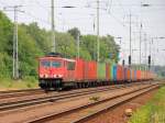 155 089-6 mit einem Containerzug aus Grobeeren   auf dem sdlichen Berliner Auenring  bei Diedersdorf am 18. Juni 2012.