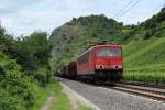 155 248-8 mit einem gemischten Gterzug in Leutesdorf am 23.06.2012