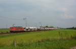 155 114-2 fuhr am 24.08.2012 mit einem Autozug von Osnabrck nach Emden, hier bei Petkum.